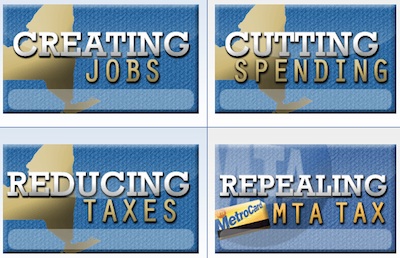 Senate Minority Leader Dean Skelos' top priorities, via his website. The payroll mobility tax could be in real danger if his party retakes the State Senate.