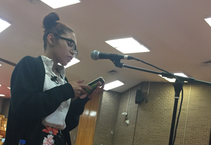 Delilah Santiago testifying last night. Photo: David Meyer