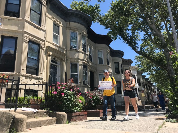 Amy Cohen (right with fellow activist Bob Lesko) on the back end of the block.