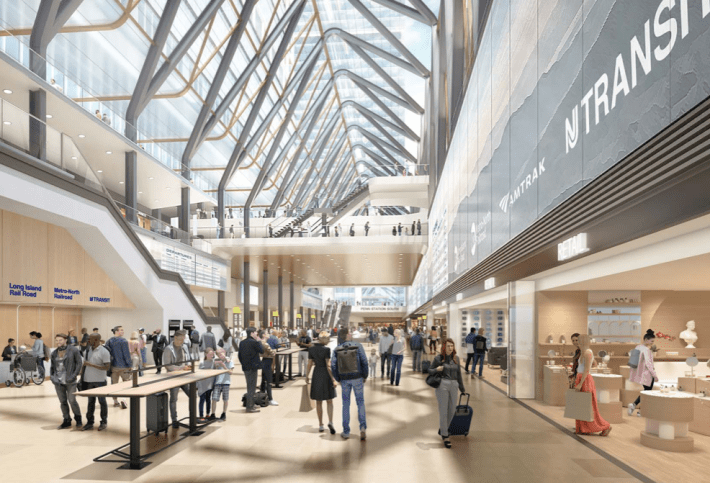 The state's vision for the a newly remodeled and expanded Penn Station calls for the displacement of 473 businesses and 128 households, according to official figures. It would add 1,800 housing units. Image: ESD
